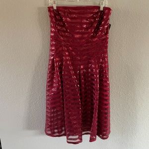 NWT Berry red strapless sequined cocktail dress